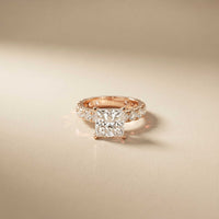 4.76 Ct Princess Cut Moissanite Hidden Halo Engagement Ring