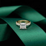 4.76 Ct Princess Cut Moissanite Hidden Halo Engagement Ring