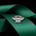 4.76 Ct Princess Cut Moissanite Hidden Halo Engagement Ring