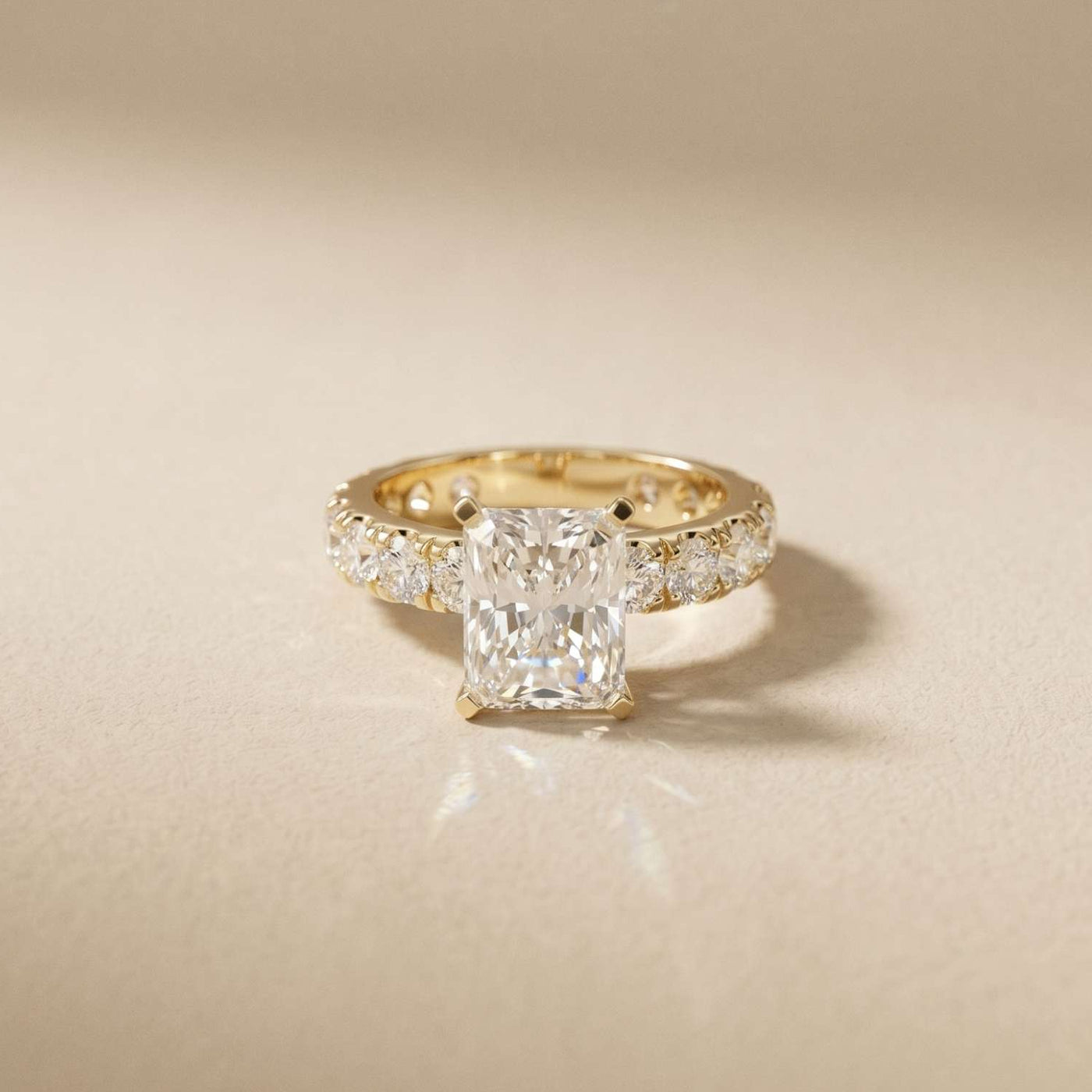 4.76 Ct Radiant Cut Moissanite Hidden Halo Engagement Ring