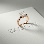 2 Ct Asscher Moissanite Spiral Shank Engagement Ring Rose Gold