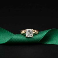 2 Ct Asscher Moissanite Spiral Shank Engagement Ring Rose Gold