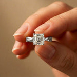 2 Ct Asscher Moissanite Spiral Shank Engagement Ring Rose Gold