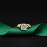 2 Ct Asscher Moissanite Spiral Shank Engagement Ring Gold
