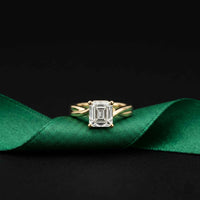 2 Ct Asscher Moissanite Spiral Shank Engagement Ring Gold