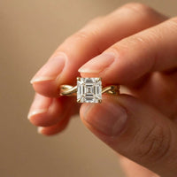 2 Ct Asscher Moissanite Spiral Shank Engagement Ring Gold