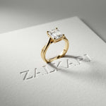 2 Ct Asscher Moissanite Spiral Shank Engagement Ring Gold
