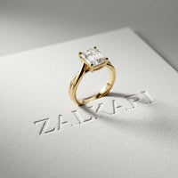 2 Ct Asscher Moissanite Spiral Shank Engagement Ring Gold