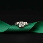 2 Ct Asscher Moissanite Spiral Shank Engagement Ring White