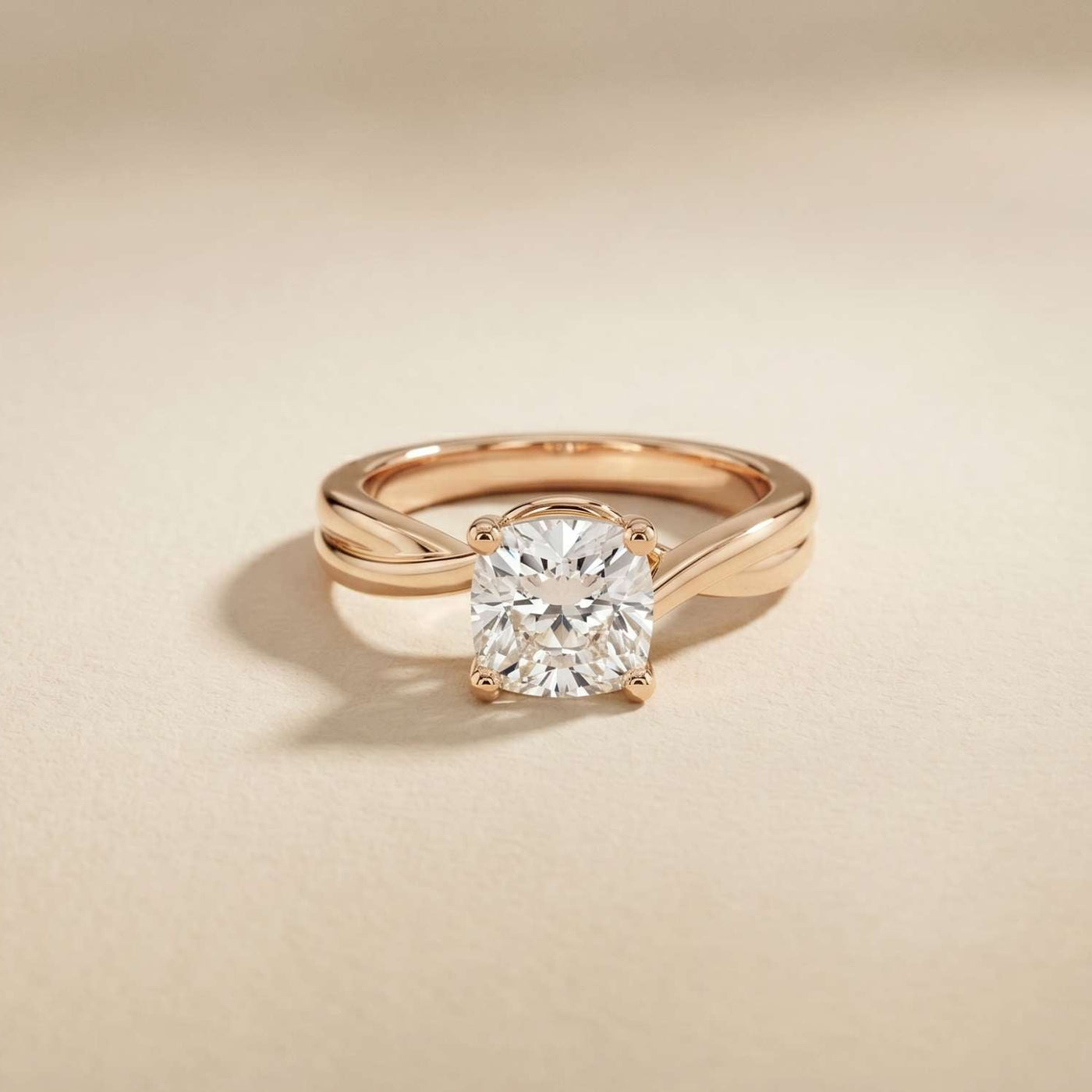 2 Ct Cushion Cut Moissanite Engagement Promise Ring Rose Gold