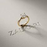 2 Ct Cushion Cut Moissanite Engagement Promise Ring Gold