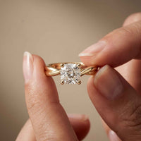2 Ct Cushion Cut Moissanite Engagement Promise Ring Gold