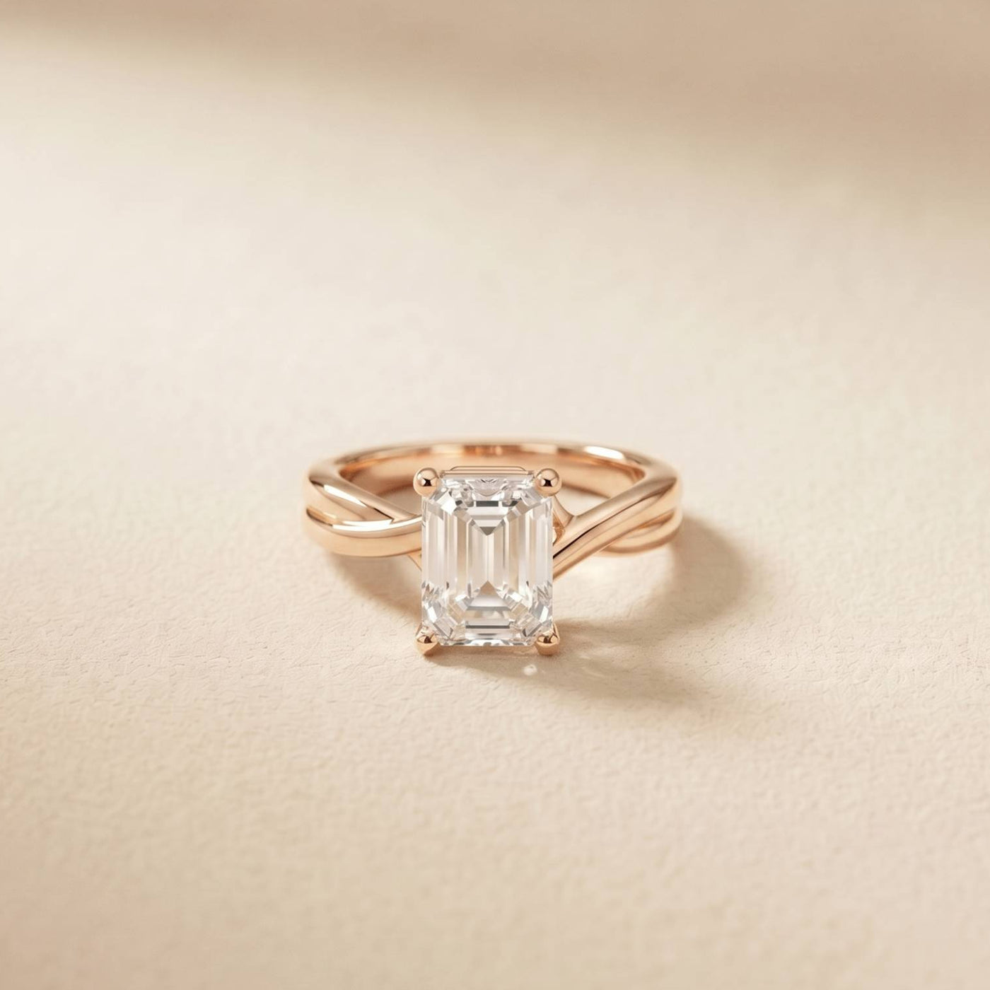 2 Ct Emerald Moissanite Infinity Band Ring for Women Rose Gold