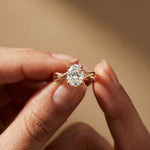 2 Ct Oval Moissanite Twisted Shank Engagement Ring Rose Gold