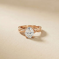 2 Ct Oval Moissanite Twisted Shank Engagement Ring Rose Gold