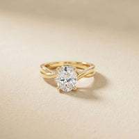 2 Ct Oval Moissanite Twisted Shank Engagement Ring Gold