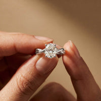 2 Ct Oval Moissanite Twisted Shank Engagement Ring White