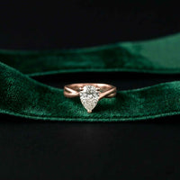 2 Ct Pear Moissanite Twisted Vine Engagement Ring Rose Gold