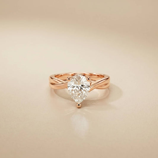 2 Ct Pear Moissanite Twisted Vine Engagement Ring