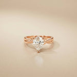 2 Ct Pear Moissanite Twisted Vine Engagement Ring Rose Gold