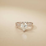 2 Ct Pear Moissanite Twisted Vine Engagement Ring White