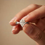 2 Ct Pear Moissanite Twisted Vine Engagement Ring White