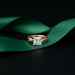 2 Ct Princess Cut Moissanite Promise Ring for Women Rose Gold