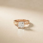 2 Ct Princess Cut Moissanite Promise Ring for Women Rose Gold