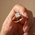 2 Ct Princess Cut Moissanite Promise Ring for Women Rose Gold