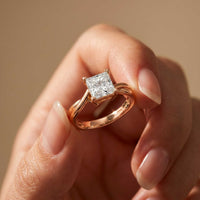 2 Ct Princess Cut Moissanite Promise Ring for Women Rose Gold