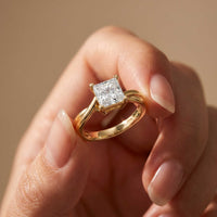 2 Ct Princess Cut Moissanite Promise Ring for Women Gold