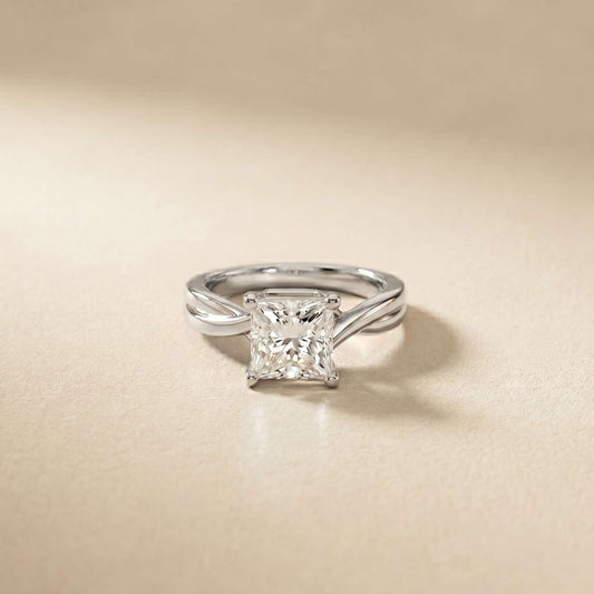 2 Ct Princess Cut Moissanite Promise Ring for Women