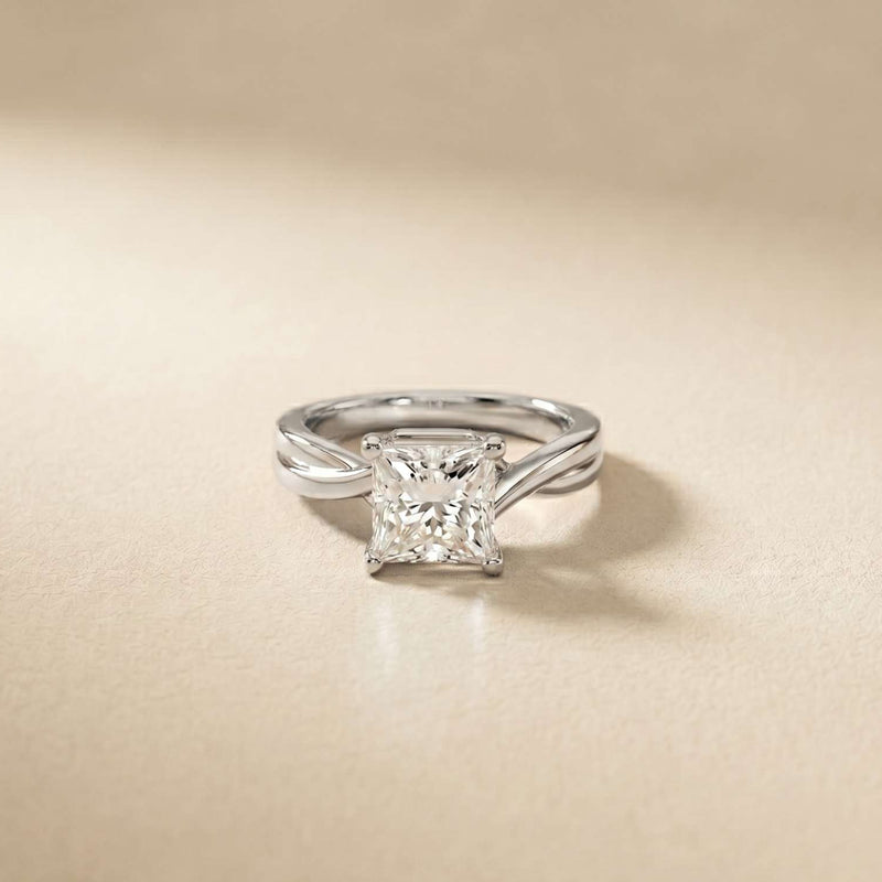 2 Ct Princess Cut Moissanite Promise Ring for Women White