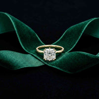 2.4 Ct Asscher Cut Moissanite Hidden Halo Engagement Ring