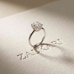 2.4 Ct Asscher Cut Moissanite Hidden Halo Engagement Ring