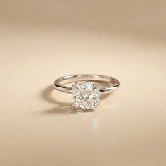 2.4 Ct Asscher Cut Moissanite Hidden Halo Engagement Ring