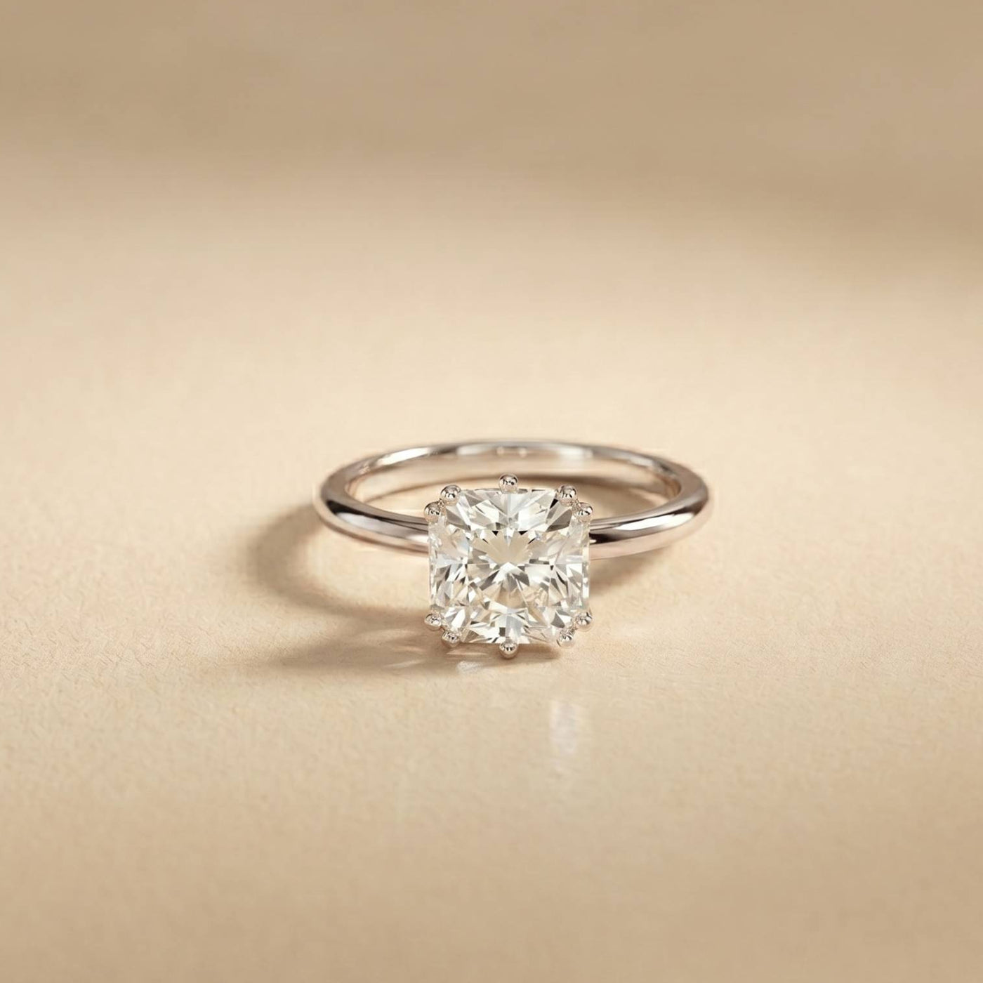 2.4 Ct Asscher Cut Moissanite Hidden Halo Engagement Ring