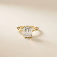 2.5 Ct Emerald Moissanite Floating Solitaire Engagement Ring
