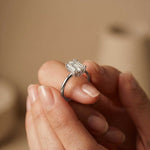2.5 Ct Emerald Moissanite Floating Solitaire Engagement Ring