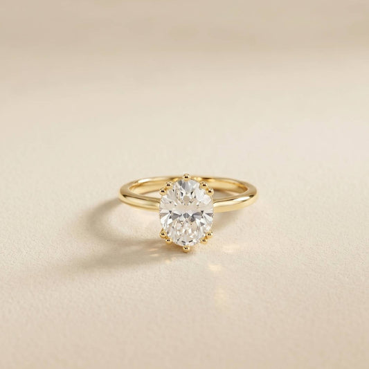 2.04 Ct Oval Moissanite Pavé Basket Setting Engagement Ring