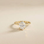 2.04 Ct Oval Moissanite Pavé Basket Setting Engagement Ring