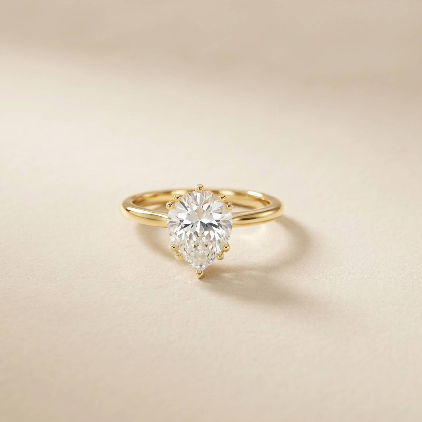 2.04 Ct Pear Moissanite Side-Profile Sparkle Engagement Ring