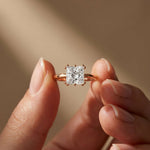 2.05 Ct Princess Moissanite Secret Halo Engagement Ring Rose Gold