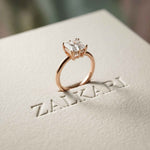 2.05 Ct Princess Moissanite Secret Halo Engagement Ring Rose Gold