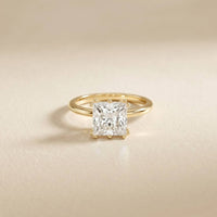 2.05 Ct Princess Moissanite Secret Halo Engagement Ring Gold