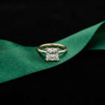 2.05 Ct Princess Moissanite Secret Halo Engagement Ring Gold