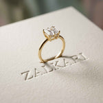 2.05 Ct Princess Moissanite Secret Halo Engagement Ring Gold