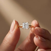 2.05 Ct Princess Moissanite Secret Halo Engagement Ring Gold