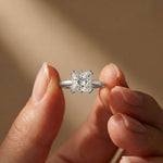 2.05 Ct Princess Moissanite Secret Halo Engagement Ring White