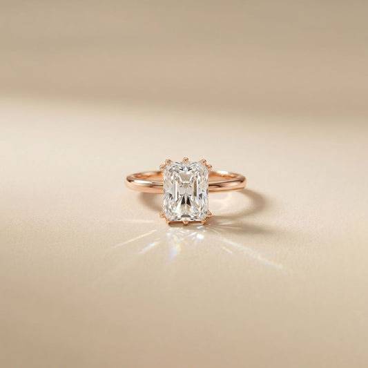 2.05 Ct Radiant Moissanite Hidden Halo Engagement Ring